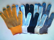 Рабочие х/б перчатки с ПВХ покрытием (точка,  волна,  протектор)